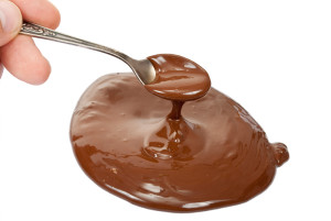Chocolate syrup and spoon